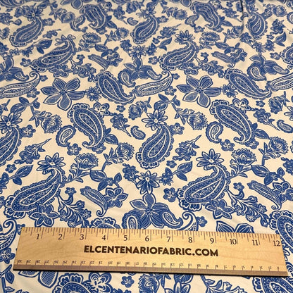 4 Way Stretch Print Nylon Spandex Fabric By The Yard Tricot Swim Wear Bikini Active Wear Paisley Shapes Floral Flower Blue Red