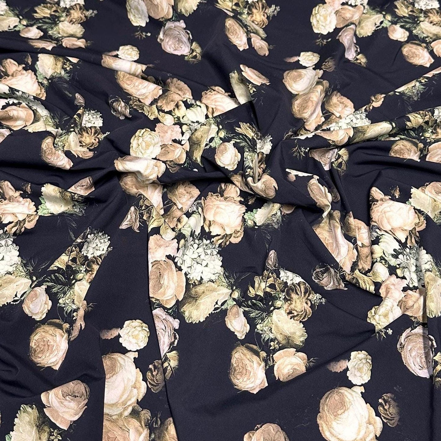 4 Way Stretch Assorted Print Nylon Spandex Fabric By The Yard Tricot Swim Wear Bikini Active Black Nude Flower Floral  240 GSM