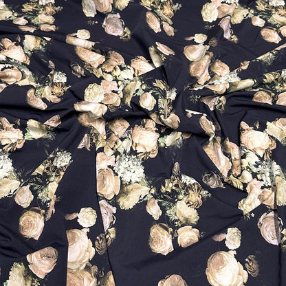 4 Way Stretch Assorted Print Nylon Spandex Fabric By The Yard Tricot Swim Wear Bikini Active Black Nude Flower Floral  240 GSM