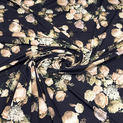 4 Way Stretch Assorted Print Nylon Spandex Fabric By The Yard Tricot Swim Wear Bikini Active Black Nude Flower Floral  240 GSM