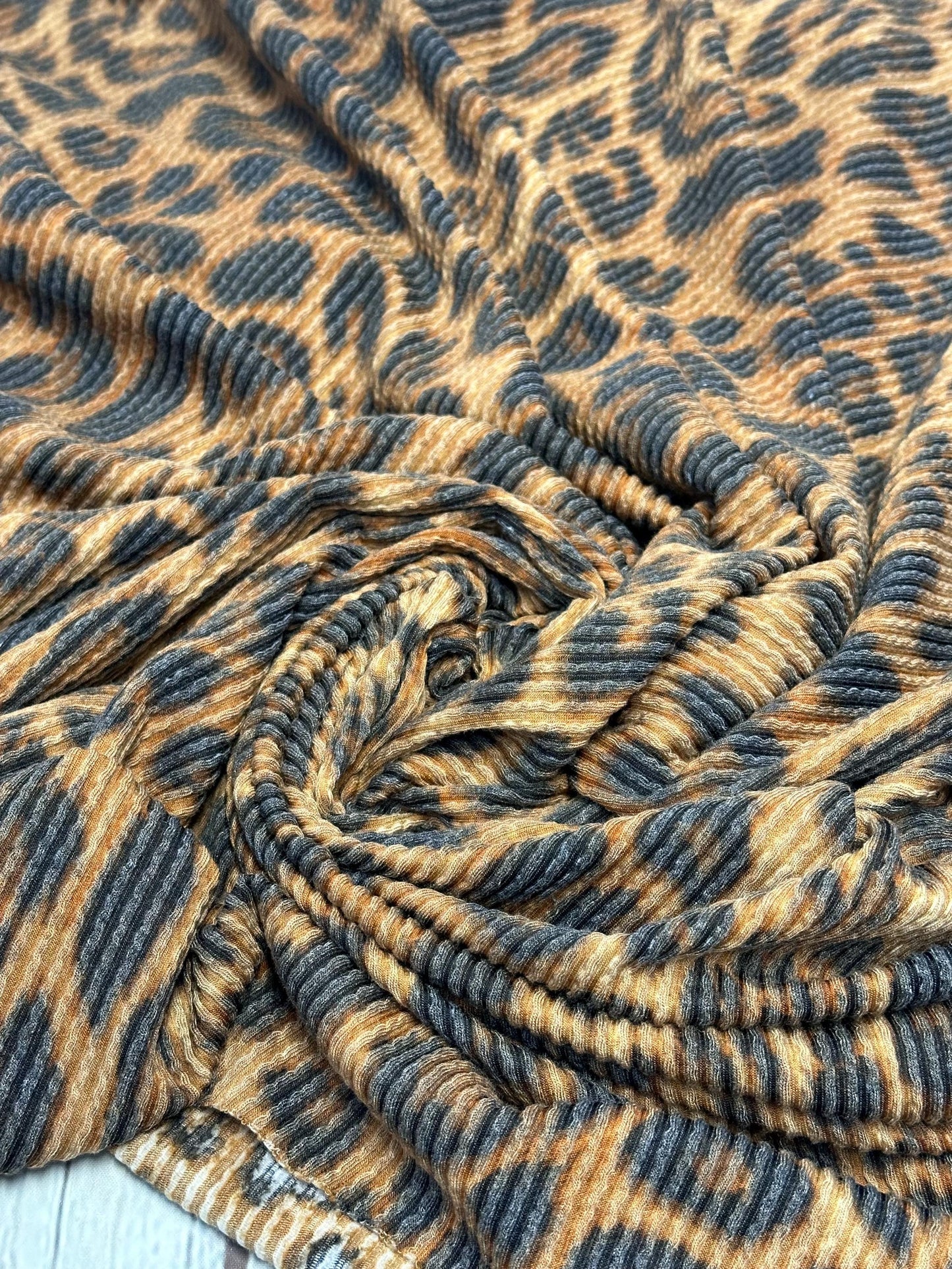 NEW PRINT! Animal Leopard Cheetah Texture Street  Rib Wave Knit Spandex Fabric By The Yard Urban Rib Cable Knit Spandex Texture Knit