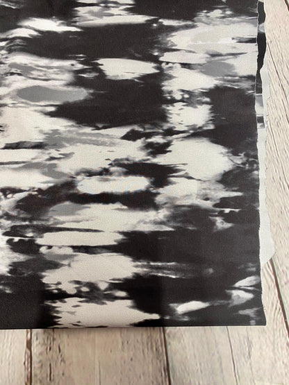 4 Way Stretch Print Nylon Spandex Fabric By The Yard Tricot Swim Wear Bikini Active Wear Space Acid Wash Tie Dye Black White Print 280 GSM