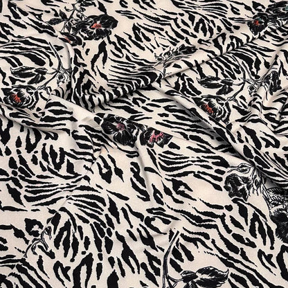 4 Way Stretch Print Nylon Spandex Fabric By The Yard Tricot Swim Wear Bikini Active Wear Cream Cheetah Rose Zebra Animal  Print 280 GSM