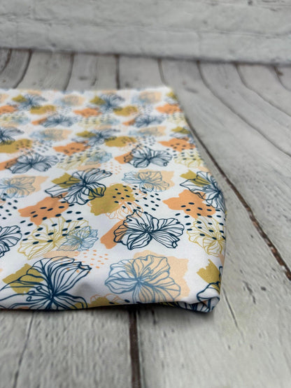 4 Way Stretch Print Spandex Fabric By The Yard Tricot Swim Wear Bikini Abstract Flower Boho Floral Geometric White 280 GSM