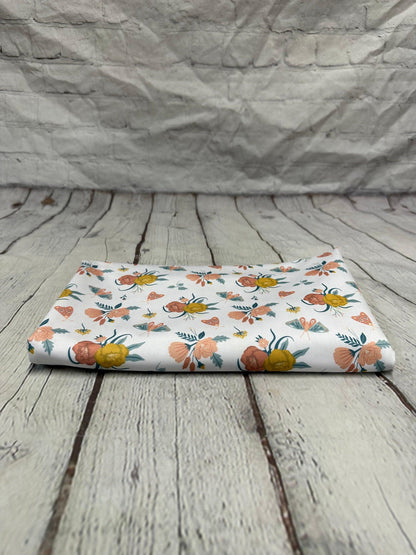 4 Way Stretch Print Spandex Fabric By The Yard Tricot Swim Wear Bikini  Floral White Wild Flower Print  280 GSM