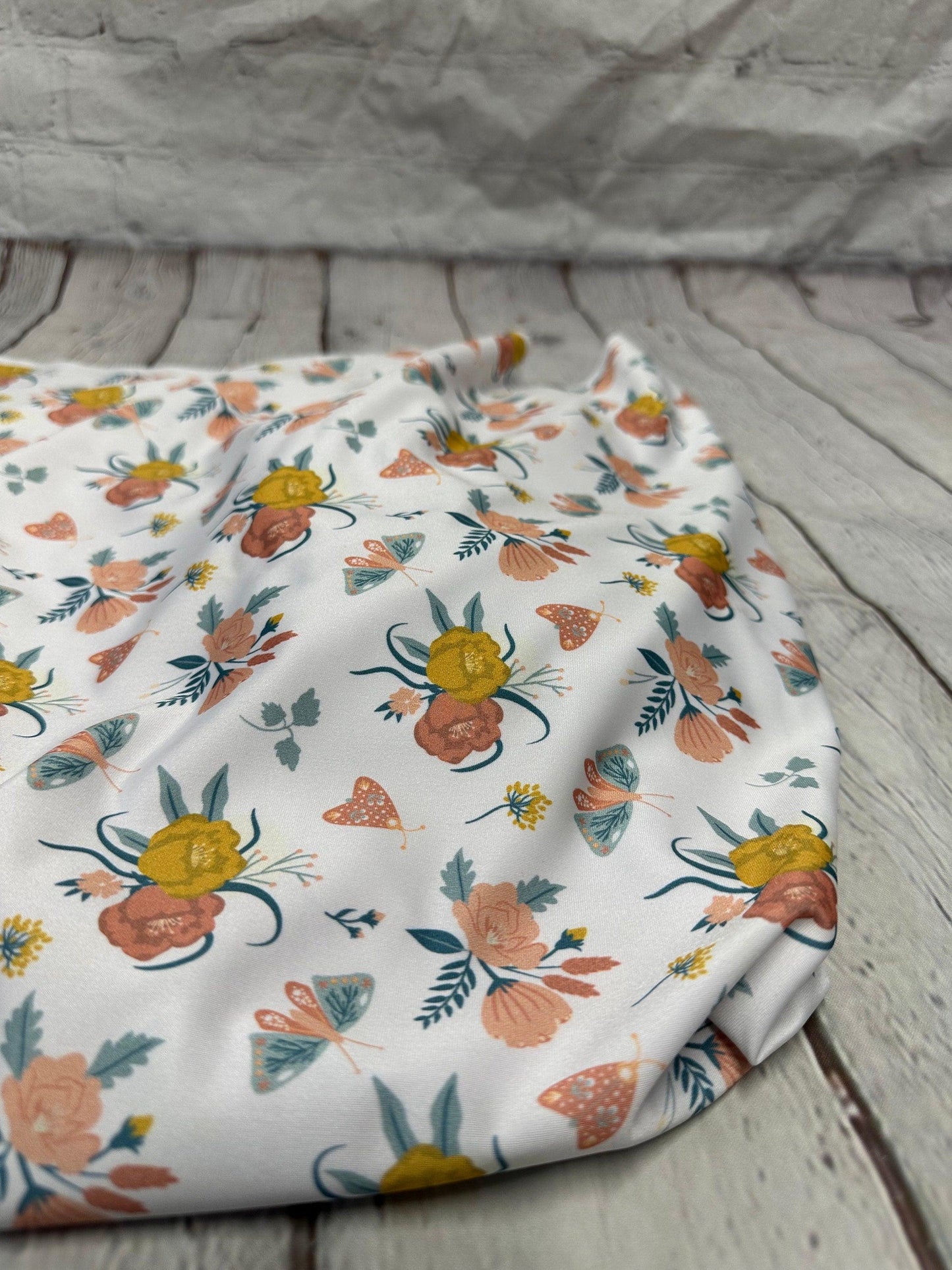 4 Way Stretch Print Spandex Fabric By The Yard Tricot Swim Wear Bikini  Floral White Wild Flower Print  280 GSM