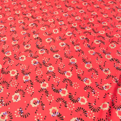 4 Way Stretch Print Nylon Spandex Fabric By The Yard Tricot Swim Wear Bikini Active Wear Geometric Shape Abstract Red Tan Black