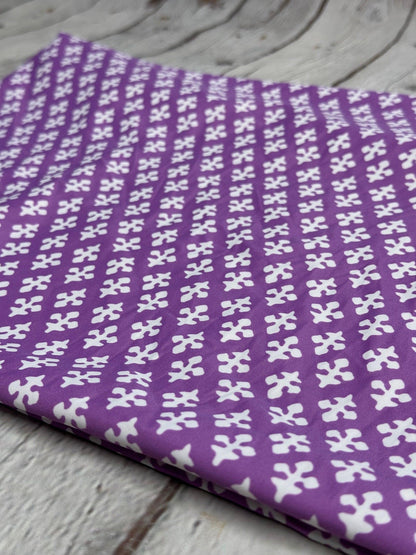 4 Way Stretch Print Nylon Spandex Fabric By The Yard Tricot Swim Wear Bikini Active Wear Geometric Pattern Abstract Purple White