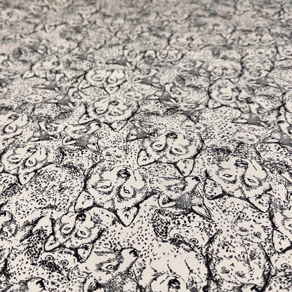 4 Way Stretch Assorted Print Nylon Spandex Fabric By The Yard Tricot Swim Wear Bikini Active Black White Animal Wolf Owl 240 GSM