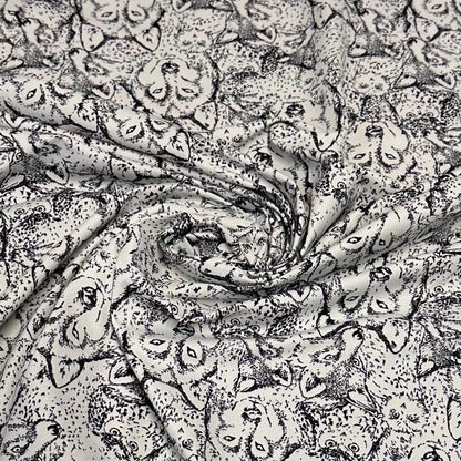 4 Way Stretch Assorted Print Nylon Spandex Fabric By The Yard Tricot Swim Wear Bikini Active Black White Animal Wolf Owl 240 GSM