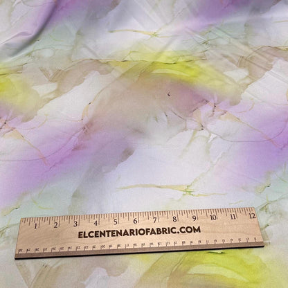 4 Way Stretch Print Nylon Spandex Fabric By The Yard Tricot Swim Wear Bikini Active Wear Acid Wave Tie Dye Lavender Lime