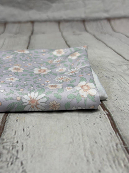 4 Way Stretch Tricot Print Spandex Fabric By The Yard Tricot Swim Wear Bikini Soft Pastel Small Ditsy Flower Foral Lavender Daisy
