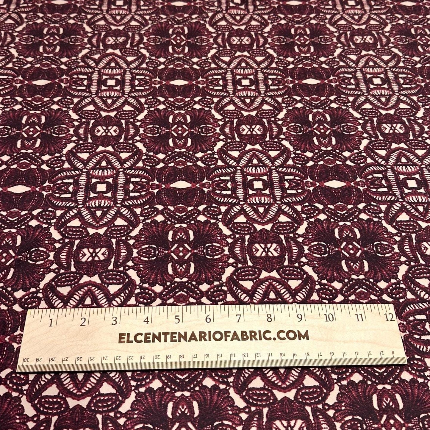 4 Way Stretch Assorted Print Nylon Spandex Fabric By The Yard Tricot Swim Wear Bikini Active Wear Geometric Abstract Burgundy Print 280 GSM