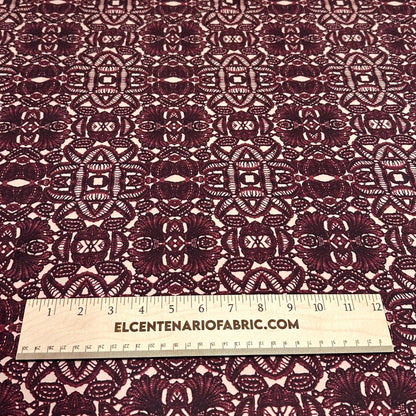 4 Way Stretch Assorted Print Nylon Spandex Fabric By The Yard Tricot Swim Wear Bikini Active Wear Geometric Abstract Burgundy Print 280 GSM