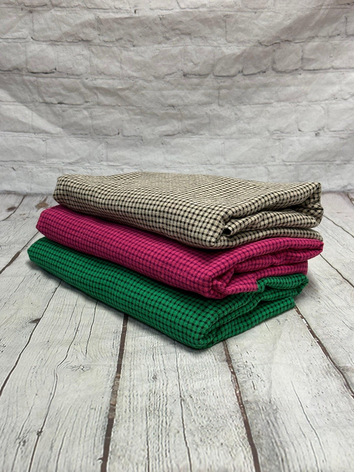100% Cotton Double Gauze Pre Washed Gingham Small Checkered Mini Plaid
