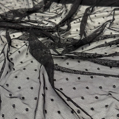 Soft Sheer Power Mesh Net Swiss Dot Polka Dot 4 Way Stretch for Dance, Underwear, Stocking, Lingerie, Intimates Fabric By The Yard