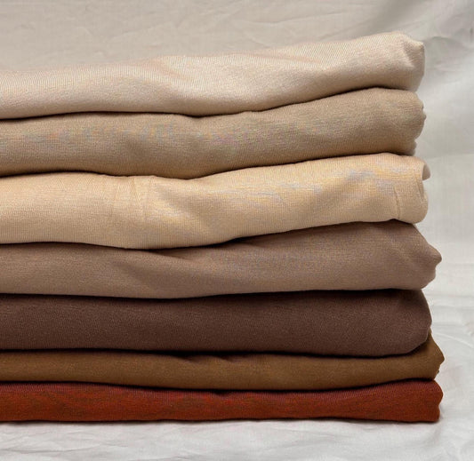 New Colors! 4-Way Stretch Bamboo Fabric| Soft Bamboo Spandex | Fabric By The Yard | For Dresses, Cardigans and Blouses | Nude Taupe Hues