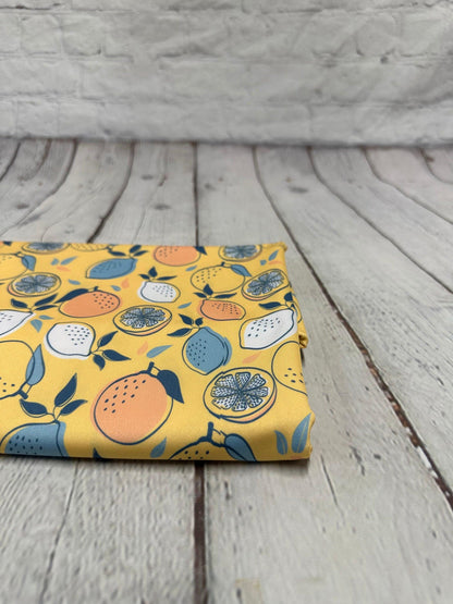 4 Way Stretch Print Spandex Fabric By The Yard Tricot Swim Wear Bikini Abstract Fruit Boho Floral Lemon 280 GSM