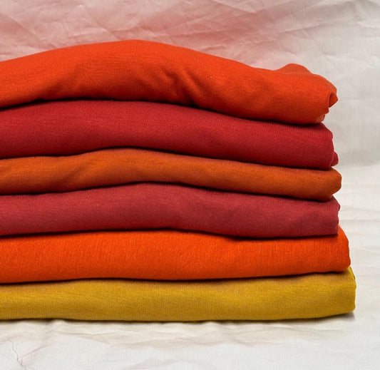 New Colors! 4-Way Stretch Bamboo Fabric| Soft Bamboo Spandex | Fabric By The Yard | For Dresses, Cardigans and Blouses | Orange Rust Color