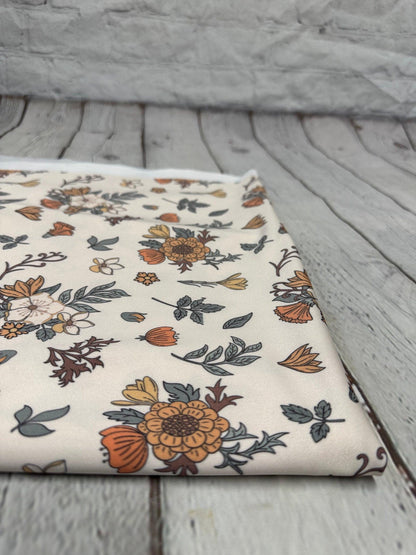 4 Way Stretch Print Spandex Fabric By The Yard Tricot Swim Wear Bikini Boho Neutral Floral Multi Color Rustic Flower Print 280 GSM