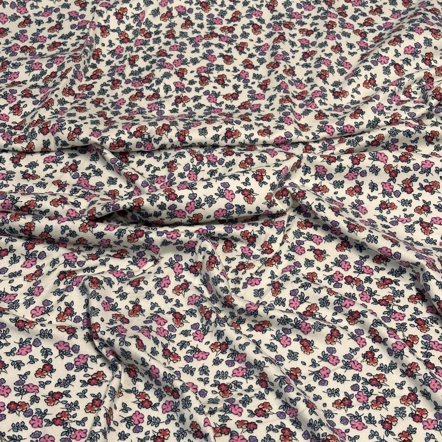 DBP Double Brushed Poly Spandex Print Ditsy Flower Vintage Mini Floral Print By The Yard Denim