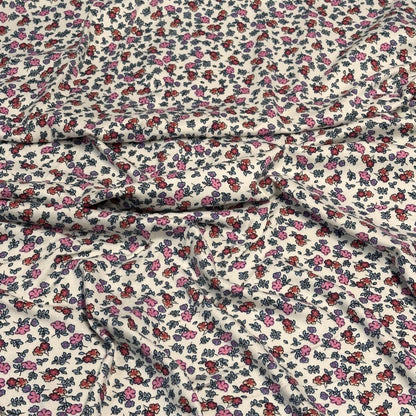 DBP Double Brushed Poly Spandex Print Ditsy Flower Vintage Mini Floral Print By The Yard Denim