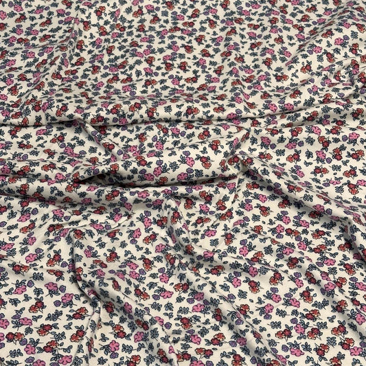 DBP Double Brushed Poly Spandex Print Ditsy Flower Vintage Mini Floral Print By The Yard Denim