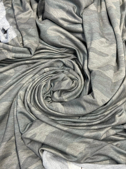 Bamboo Spandex French Terry Army Camp Camouflage Print
