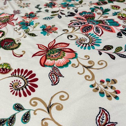DBP Double Brushed Poly Spandex Print Ditsy Flower Vintage Floral Paisley Print By The Yard Mulicolor