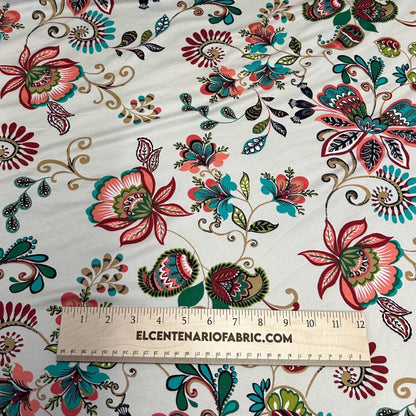 DBP Double Brushed Poly Spandex Print Ditsy Flower Vintage Floral Paisley Print By The Yard Mulicolor