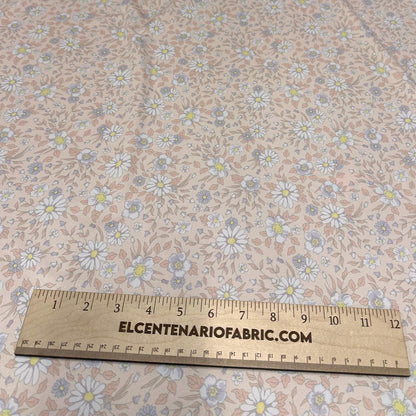 4 Way Stretch Tricot Print Spandex Fabric By The Yard Tricot Swim Wear Bikini Soft Pastel Small Ditsy Flower Foral Peach Daisy