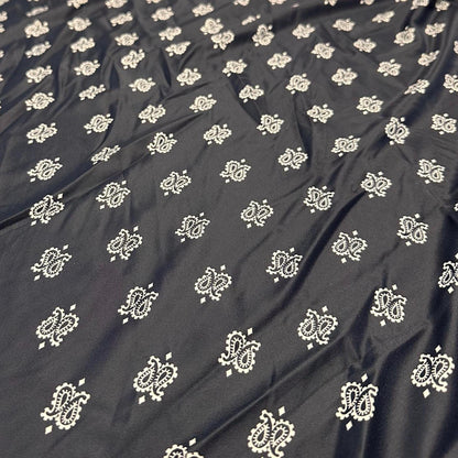 4 Way Stretch Print Nylon Spandex Fabric By The Yard Tricot Swim Wear Bikini Active Wear Black Paisley Print Bandanna