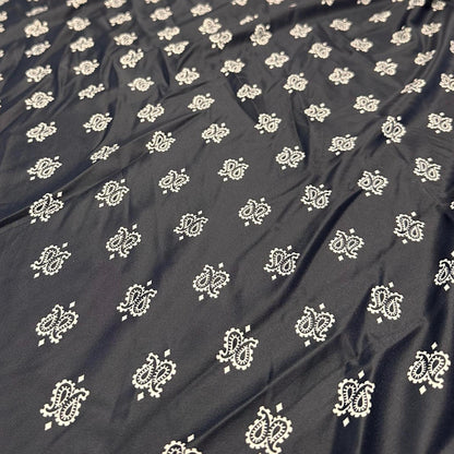 4 Way Stretch Print Nylon Spandex Fabric By The Yard Tricot Swim Wear Bikini Active Wear Black Paisley Print Bandanna