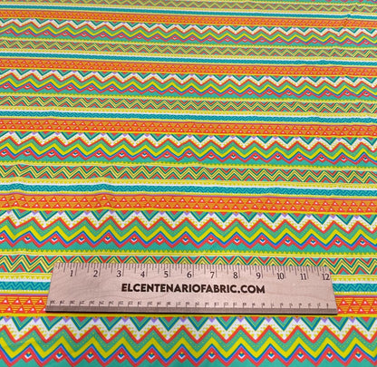 4 Way Stretch Print Nylon Spandex Fabric By The Yard Tricot Swim Wear Bikini Active Wear Multi Color Stripe Geometric Lime
