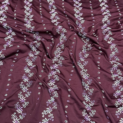 4 Way Stretch Print Nylon Spandex Fabric By The Yard Tricot Swim Wear Bikini Active Wear Embroidered Texture Eyelet Plum