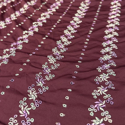 4 Way Stretch Print Nylon Spandex Fabric By The Yard Tricot Swim Wear Bikini Active Wear Embroidered Texture Eyelet Plum