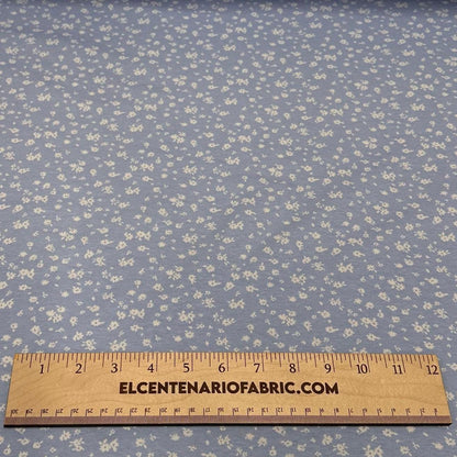 Cotton Spandex Blue White Ditsy Small Floral Print Fabric By The Yard Mini Flower Print