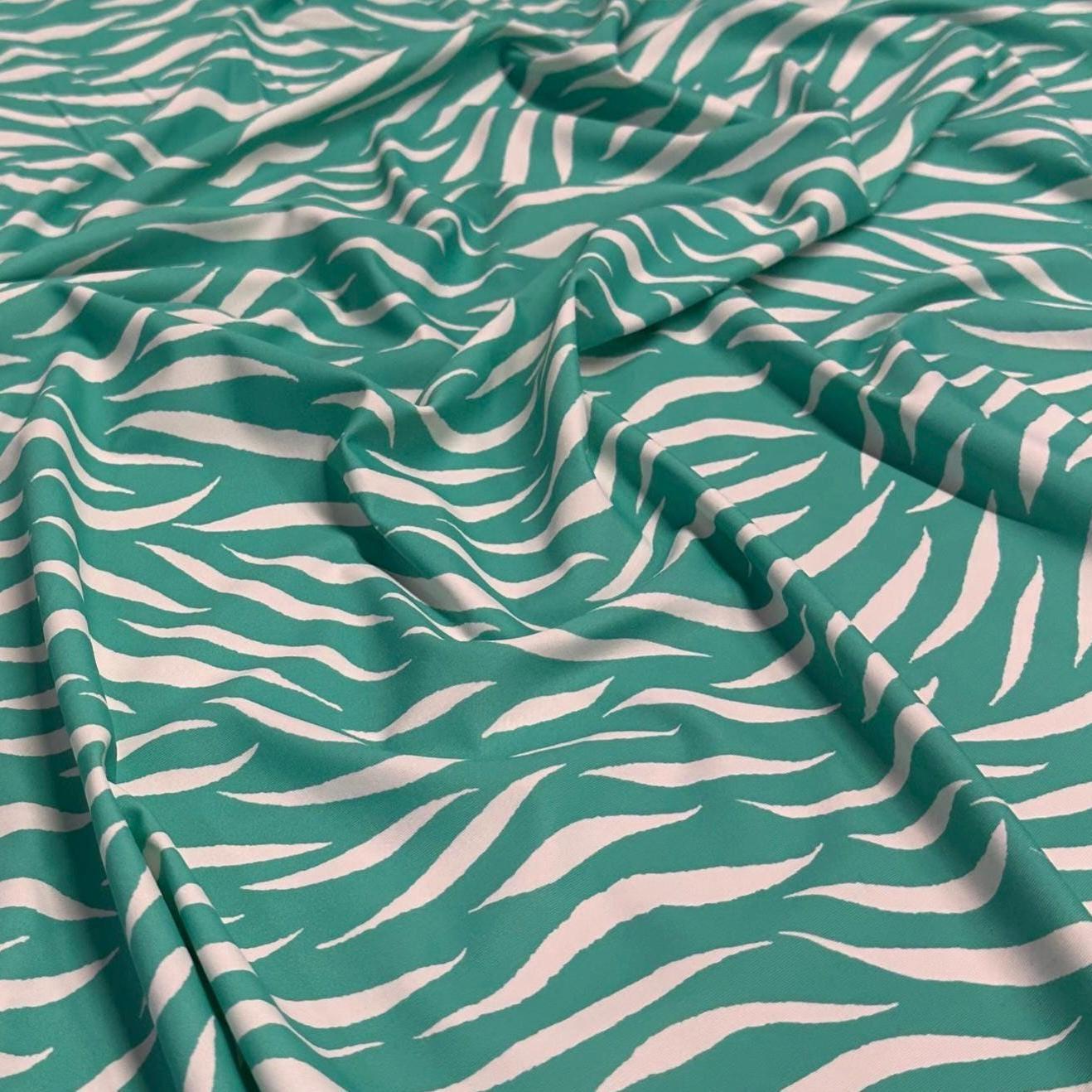 4 Way Stretch Print Nylon Spandex Fabric By The Yard Tricot Swim Wear Bikini Active Wear Black White  Zebra Animal  Print