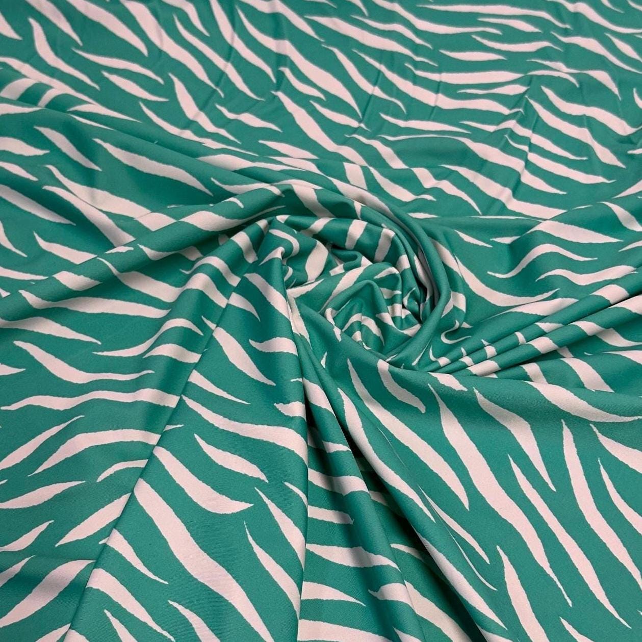 4 Way Stretch Print Nylon Spandex Fabric By The Yard Tricot Swim Wear Bikini Active Wear Black White  Zebra Animal  Print