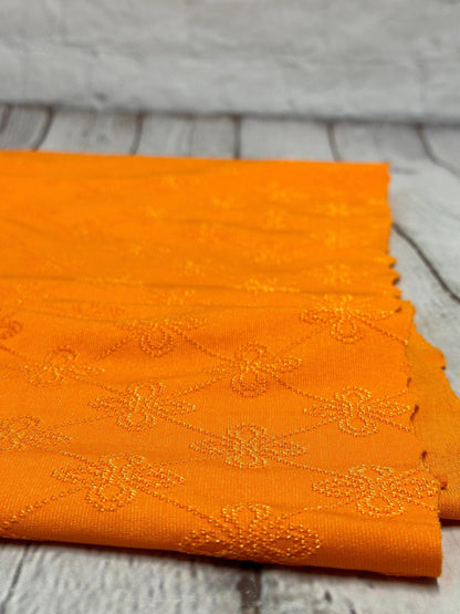 4 Way Stretch Print Nylon Spandex Fabric By The Yard Tricot Swim Wear Bikini Active Wear Embroidered Texture Eyelet Orange embossed