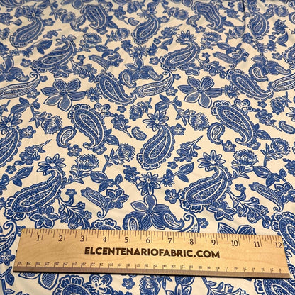 4 Way Stretch Print Nylon Spandex Fabric By The Yard Tricot Swim Wear Bikini Active Wear Paisley Shapes Floral Flower Blue Red