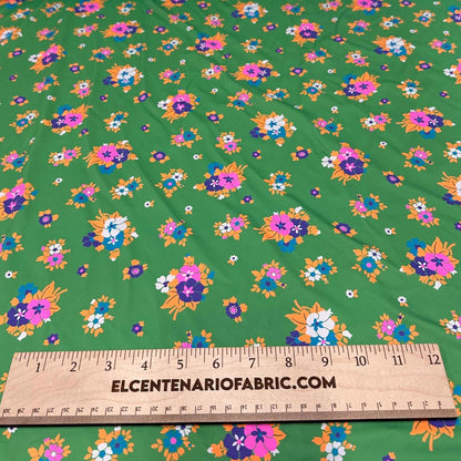 4 Way Stretch Print Nylon Spandex Fabric By The Yard Tricot Swim Wear Bikini Active Wear Green Multi color Flower Floral