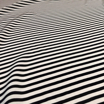 100% Silk Crepe De Chine CDC Stripe Silk Fabric By The Yard Black White 45 inch