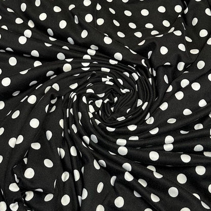DBP Double Brushed Poly Spandex DTY Print Black White Polka Dot Swiss Dot Print By The Yard