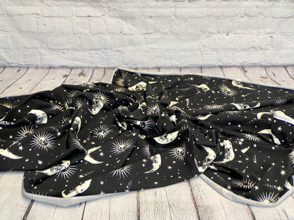 Heavy Weight Cotton Spandex Gothic Skull Crescent Moon Print Fabric By The Yard 240 GSM