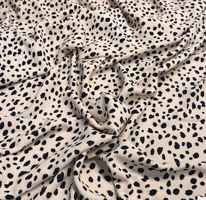 Airflow Woven Print Fabric By The Yard Nuetral Dots Cream Black