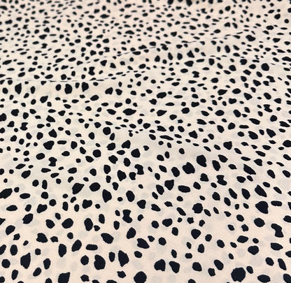 Airflow Woven Print Fabric By The Yard Nuetral Dots Cream Black