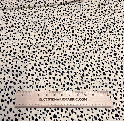 Airflow Woven Print Fabric By The Yard Nuetral Dots Cream Black