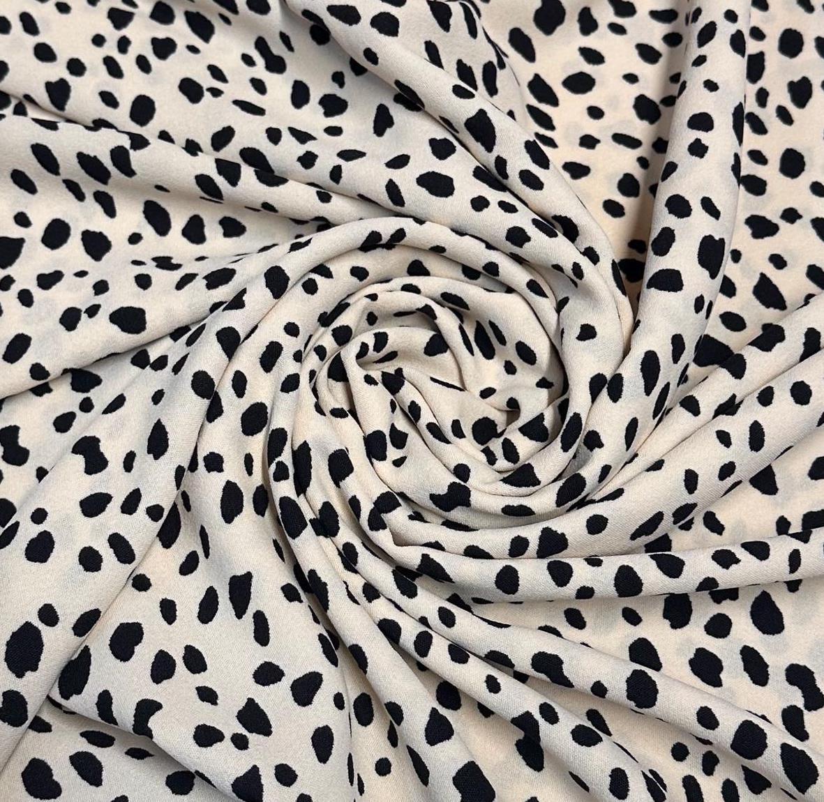 Airflow Woven Print Fabric By The Yard Nuetral Dots Cream Black