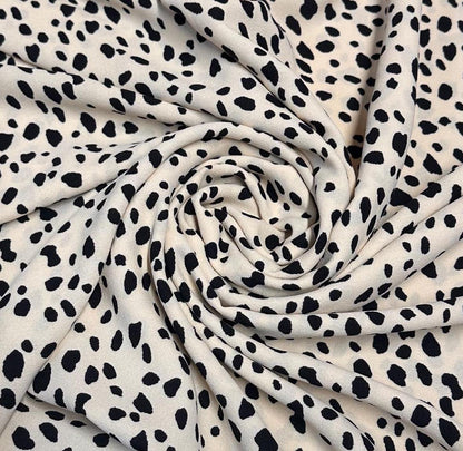 Airflow Woven Print Fabric By The Yard Nuetral Dots Cream Black